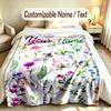 Floral Garden Theme Soft Blanket Personalized Custom Name Text Print Warm Blanket Home Sofa Bedroom Decor