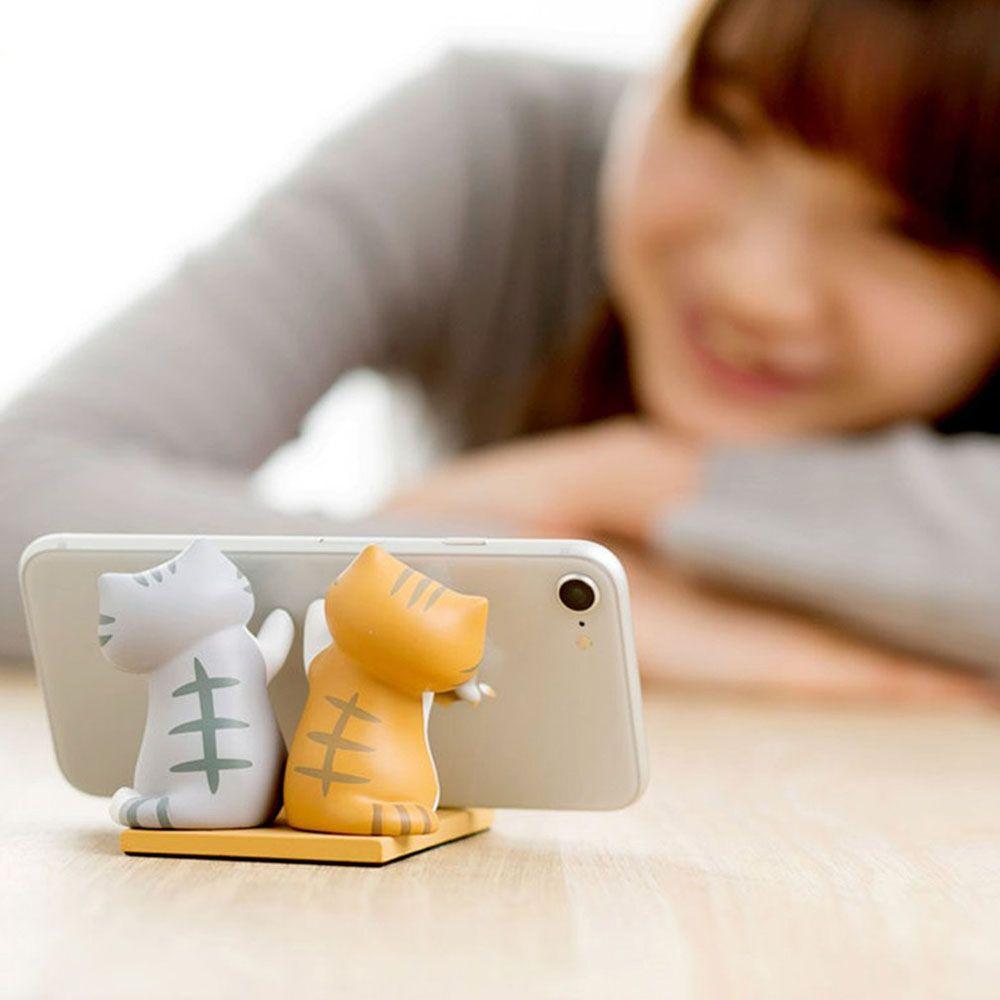 Cute Cat Figurine Model Toy Figures Lazy Holder Action Figures Cat Desk Holder Phone Holder
