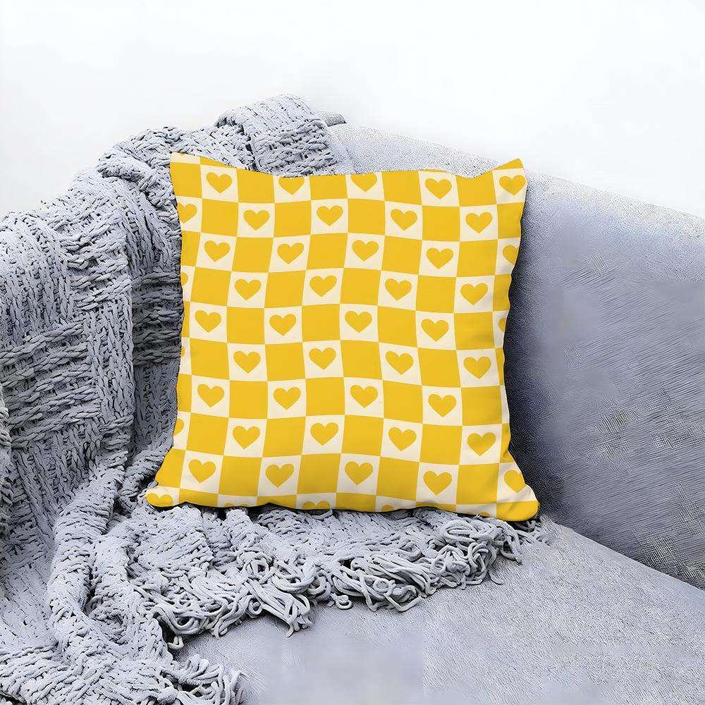Retro Checkerboard Pattern Print Cushion Cover Premium Comfort Reversible Pillow Cove In One Design for Any Room Car Interior