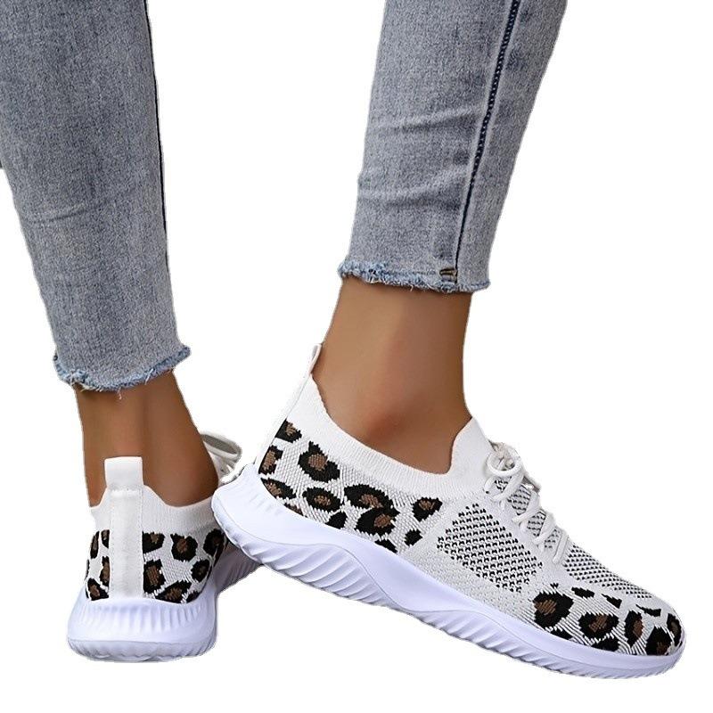 Spring casual canvas shoes women's leopard print lace-up rhinestone mesh shoes single shoes