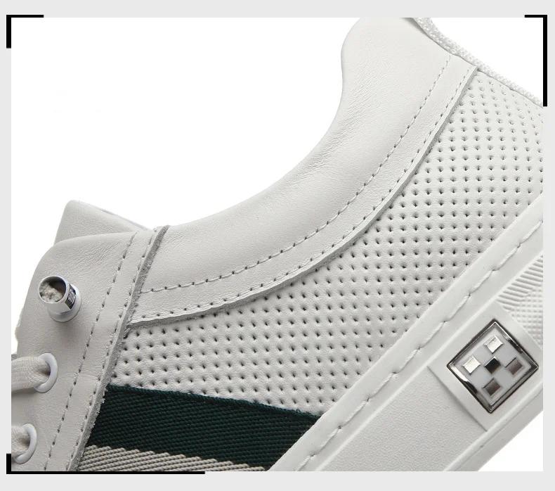 European New Shoes for Men Genuine Leather Casual Shoes Spring High End Striped Flat Skateboard Shoes Cow Leather Sneakers 45-48