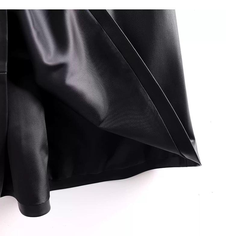 Women's Haining Lambskin A-Line Midi Skirt - High-Waisted, Slim Fit with Large Hem, Elegant Design