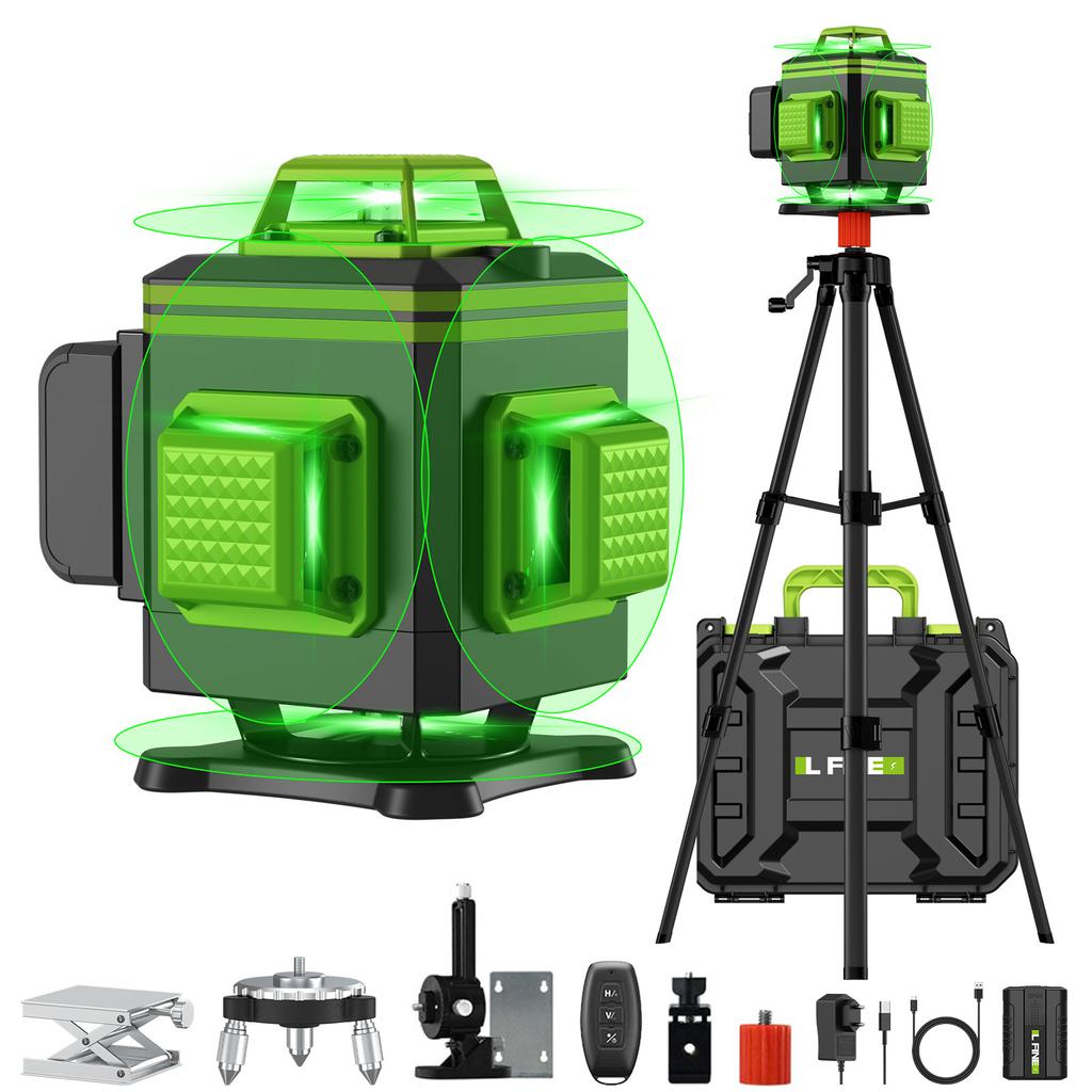 LFINE 4D 16 Lines Professional Laser Level 360°Self-leveling Laser Levels withTripod and Suitcase Professional Nivel Laser