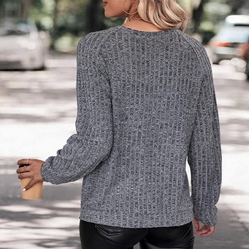Casual Comfort and Versatility Autumn Women's Long Sleeve Muscle Feeling Gray Sweatshirt Women