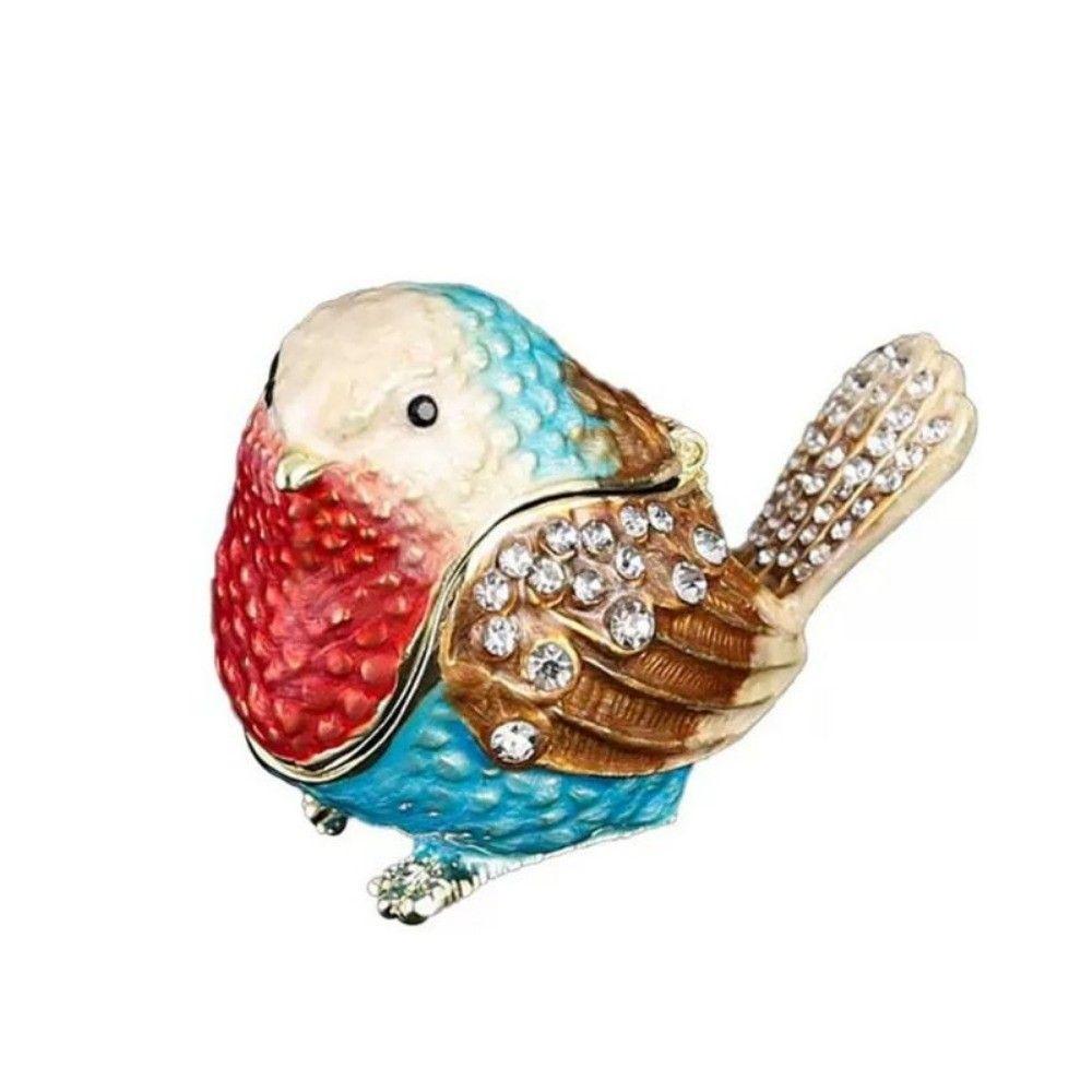 Hinged Lid Bird Figurine Jewelry Box Mini Size Animal Statue Jewelry Holder Vanity Display
