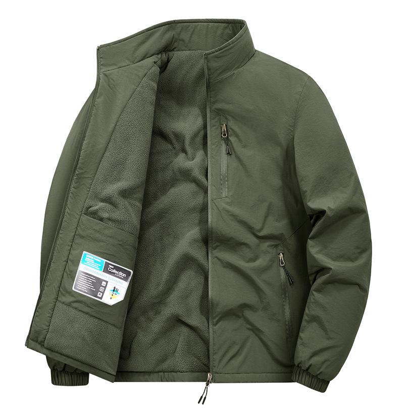 

Autumn/Winter 2025 Men s Waterproof Stand-Up Collar Jacket - Casual, Solid Color, Middle-Aged & Elderly. XL