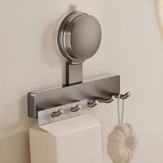 Suction Cup Hooks Strong Load-bearing Simple Installation Punch-Free Wall Mounted Bathroom Storage Rack Coat Towel Hanger