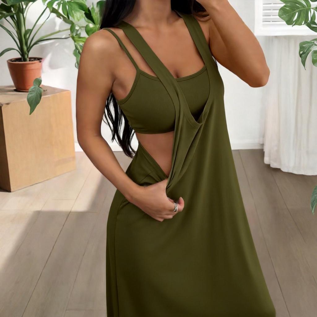 Completo da Donna Due Pezzi Abito Canotta Casual Largo Senza Maniche Outfit Estivo Tessuto Leggero Morbido Vestibilità Comoda