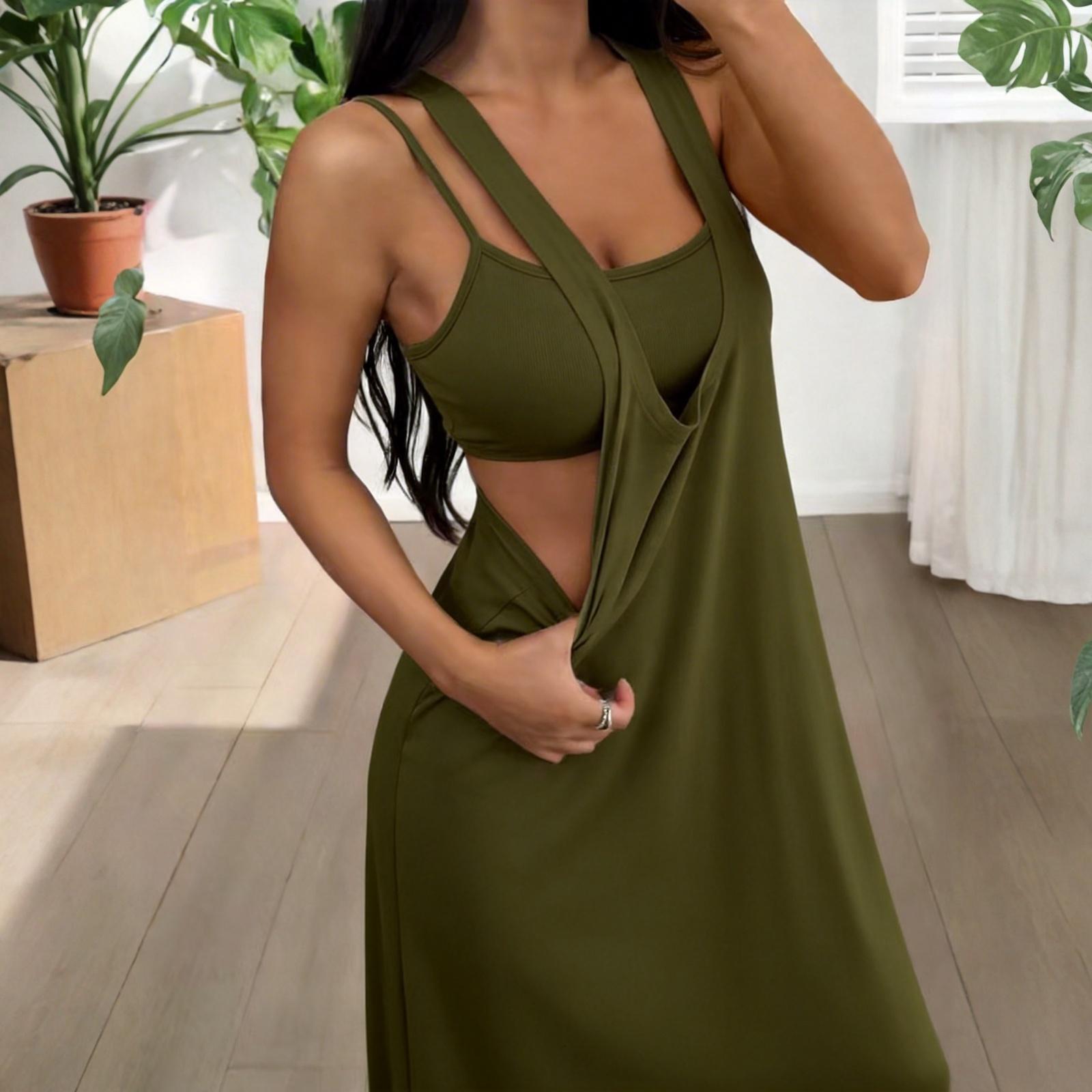Women s Two-Piece Set Loose Casual Tank Dress Sleeveless Summer Outfit Lightweight Soft Fabric Comfortable Fit M