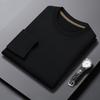 Autumn And Winter Velvet Thickened Crew Neck Sweater Men'S Pineapple Grid Solid Color Warm T-Shirt Casual Versatile Bottoming Shirt