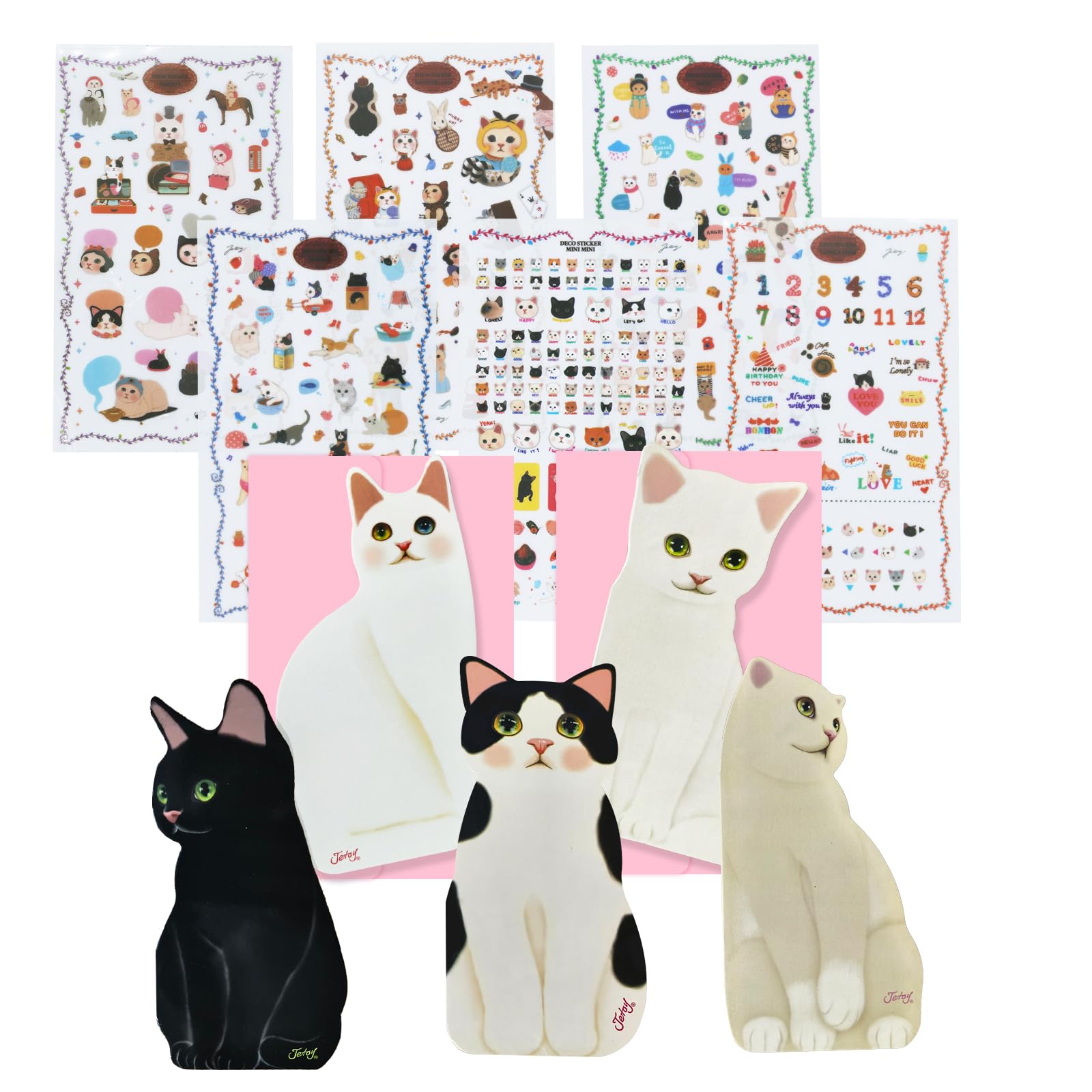 

ADOFUN Birthday Cat Message 5 Cat Designs Envelopes Cute Set of Creative Cat Birthday Greeting Cards for Planners and Perfect for and Day and Cards,