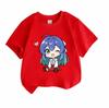 Kids Boys Girls 100% Cotton Crew Neck Short Sleeve T-Shirt, Cute Chibi Anime Blue Hair Girl Print Casual Soft Breathable Tee for Daily Wear Lovely Hea