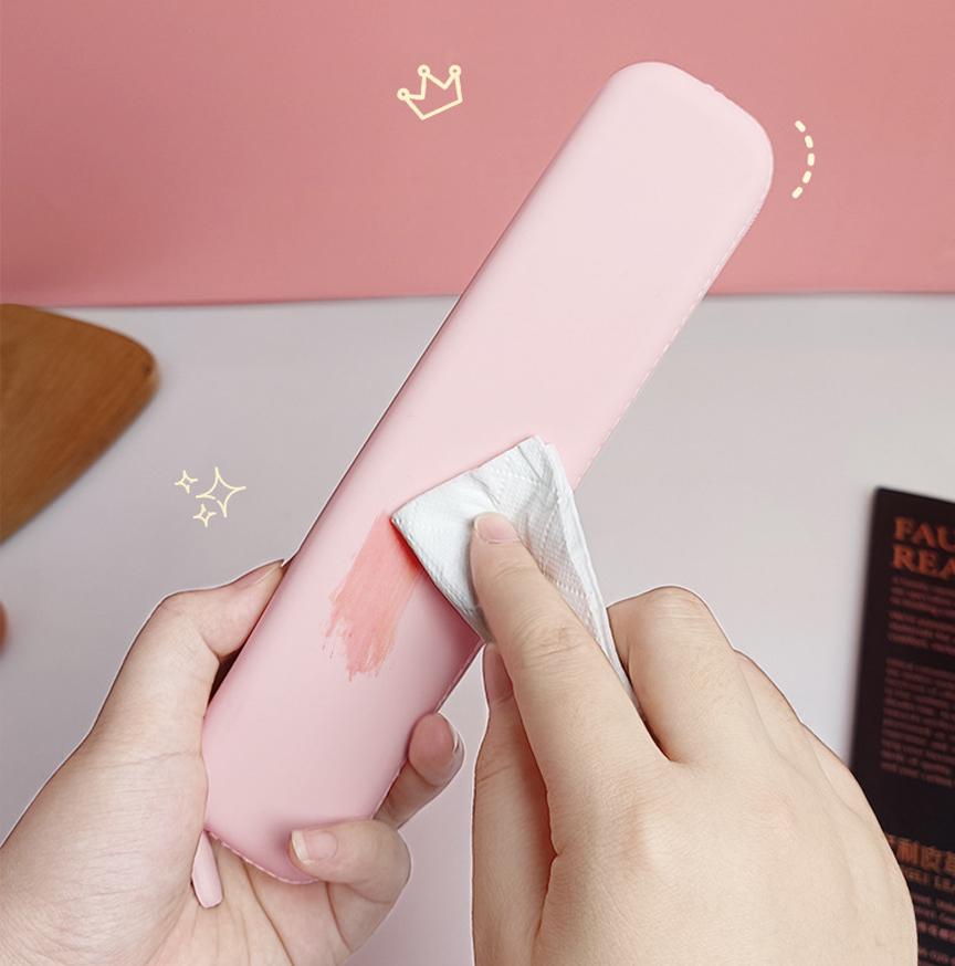 Silicone Pencil Case Compact Student Pencil Bag Simple Color Pen Holder Premium Stationery Storage Bag For Back To School Gift