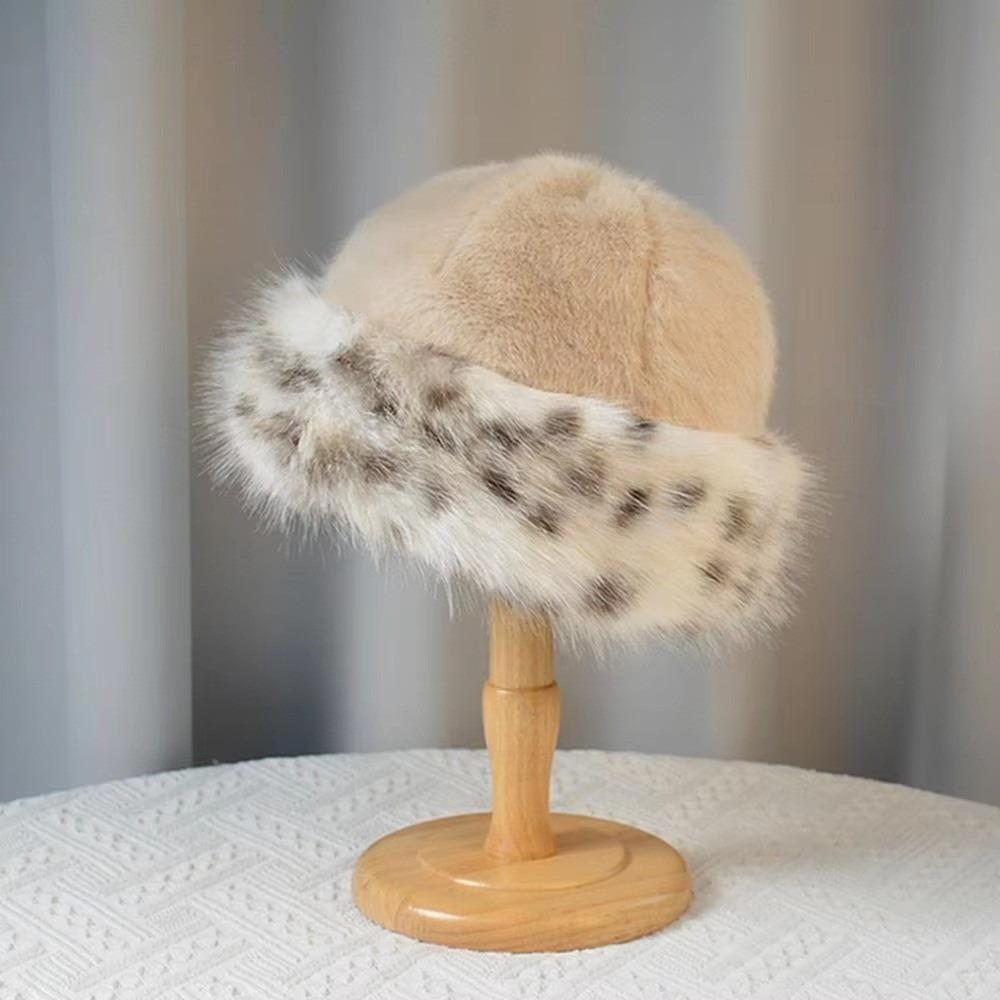 Windproof Plush Fisherman Hat Keep Warm Ear Protection Cap Fashion Faux Fur Bucket Hat  Winter