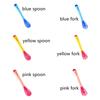 Candy Color Soft Food Feeding Infant Silicone Spoon Toddler Flatware Fork Temperature Sensing Spoon