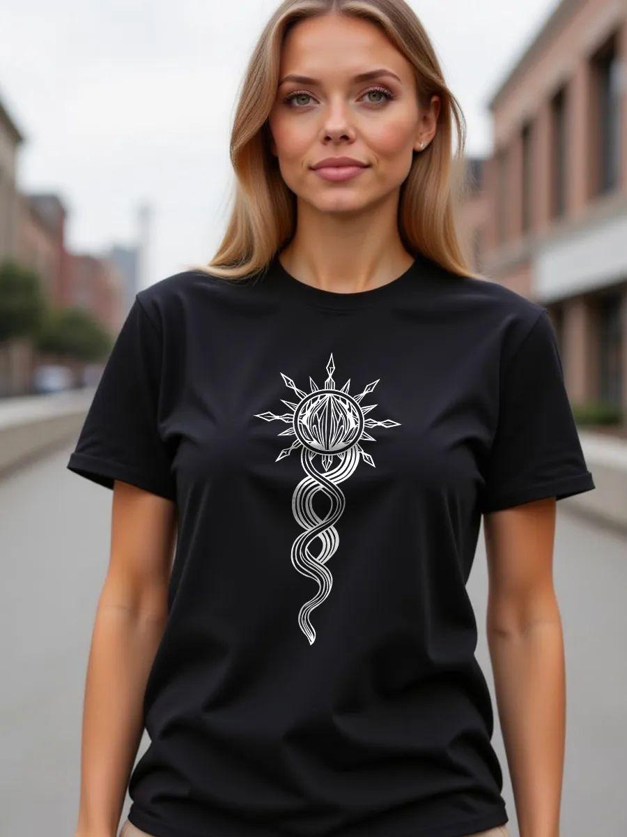 Fashionable long oversized printed T‑shirt L