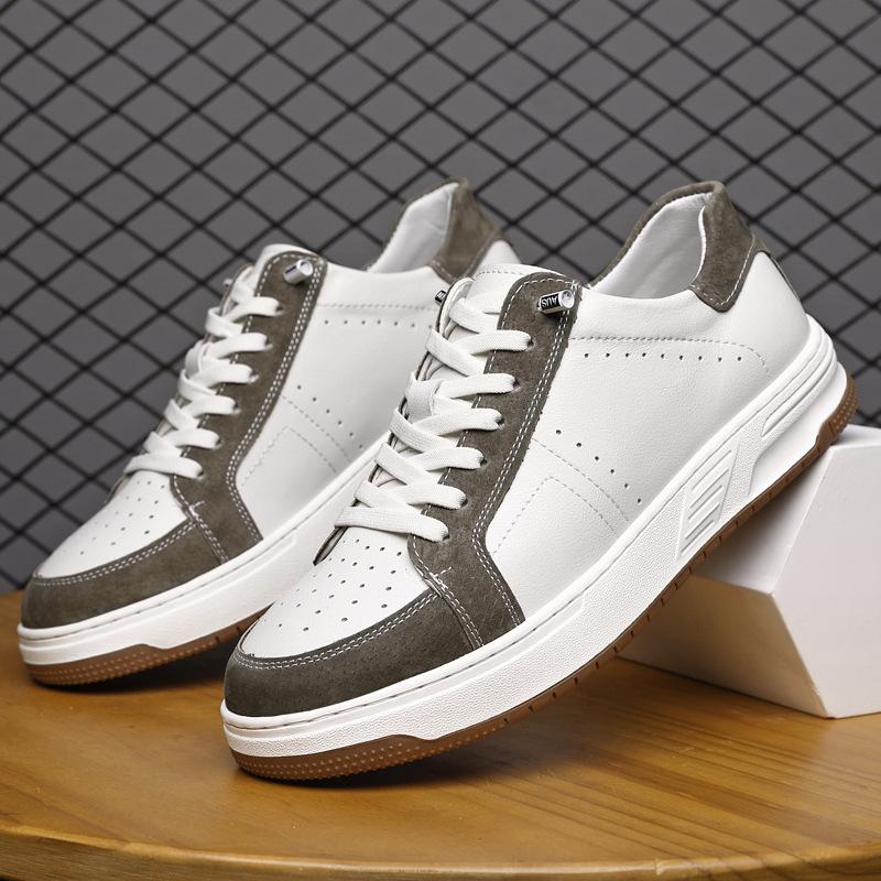 

Spring men s shoes new retro board shoes men s shoes genuine leather sports and leisure white background versatile color matching men s leather shoes 44