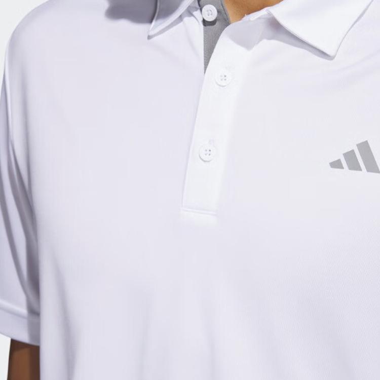 Adidas Solid Color Logo Polo Shirt Men Tops White IA5447