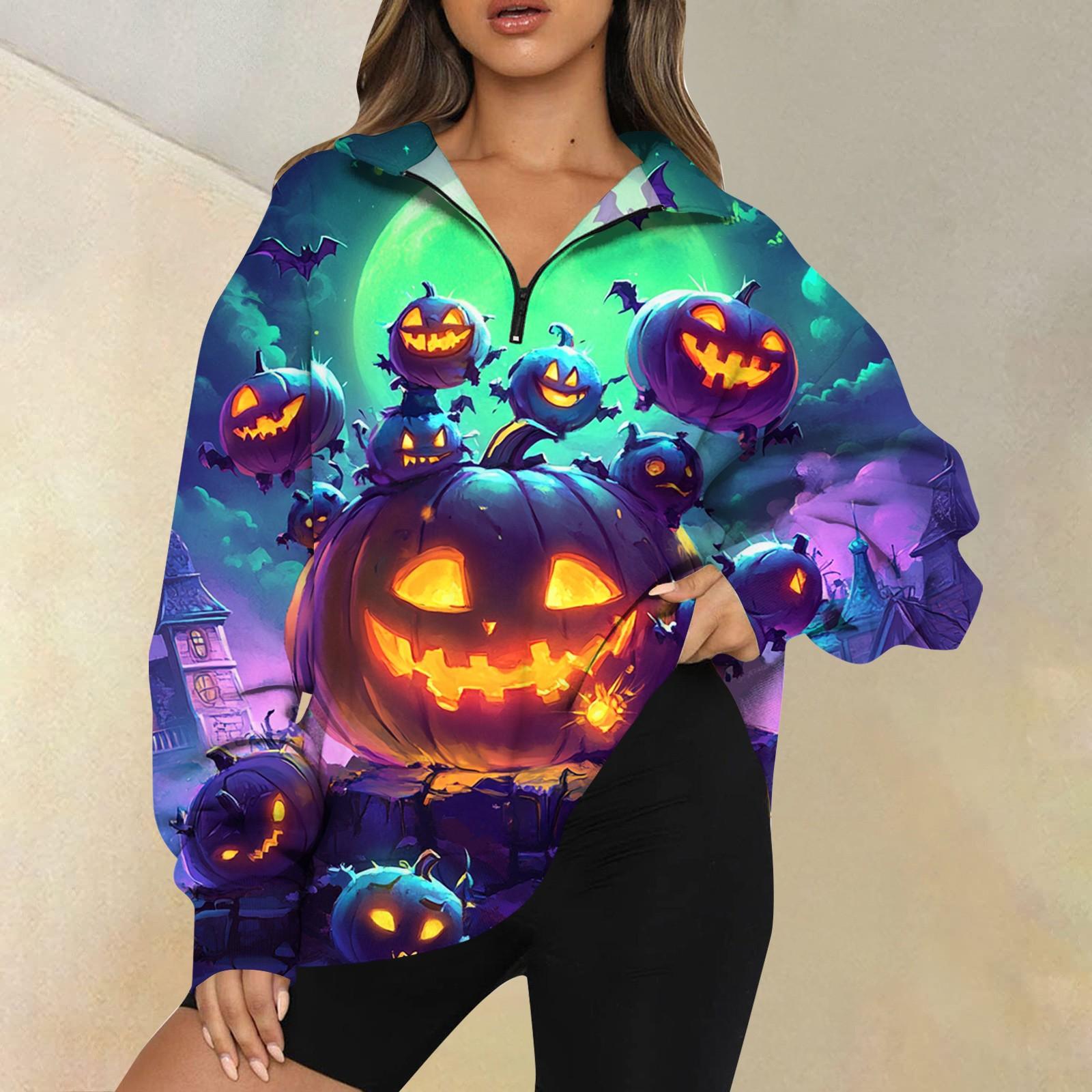 Женская мода повседневная толстовка с длинным рукавом и принтом на молнии с высоким воротом и заниженными плечами L темно-фиолетового