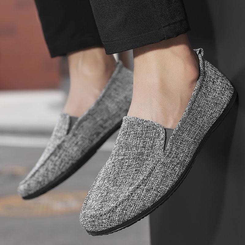 Fashion Man Shoe Ethnic Style Black Flat Breathable Slip-on Sneakers Designer Luxury Retro Hiking Classic Original Casual Shoes for Men