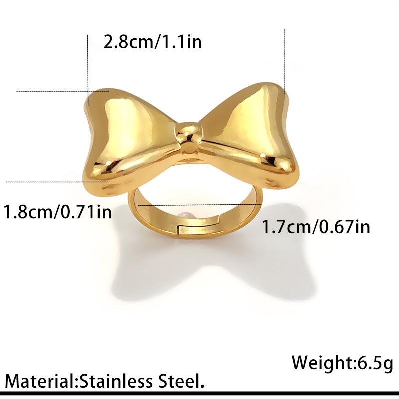 Fashion New Stainless Steel Rings Women Bowknot Open Adjustable Rings Exquisite Non-Fading Banquet Party Daily Wear Jewelry Gift