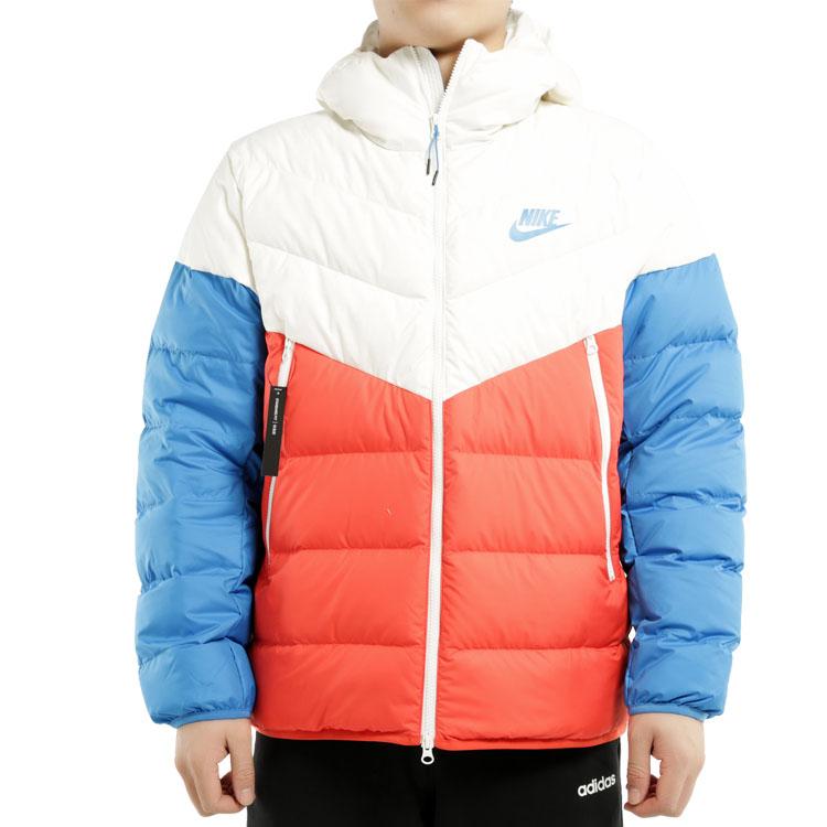 Nike Doudoune à capuche Windrunner rembourrée en duvet pour homme Vêtement d'extérieur Rouge Bleu Blanc 928834-133