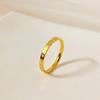 Golden Stainless Steel 2mm Love Heart Pattern Rings Women Size 5/6/7/8/9/10# Thin Finger Ring Wedding Band Engagement Jewelry