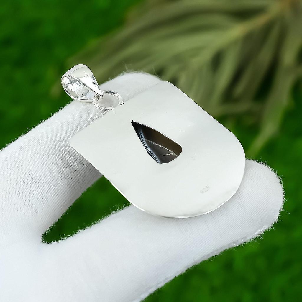 Pear Sardonyx Gemstone Art Deco Daughter Engagement Trendy Pendant 925 Silver