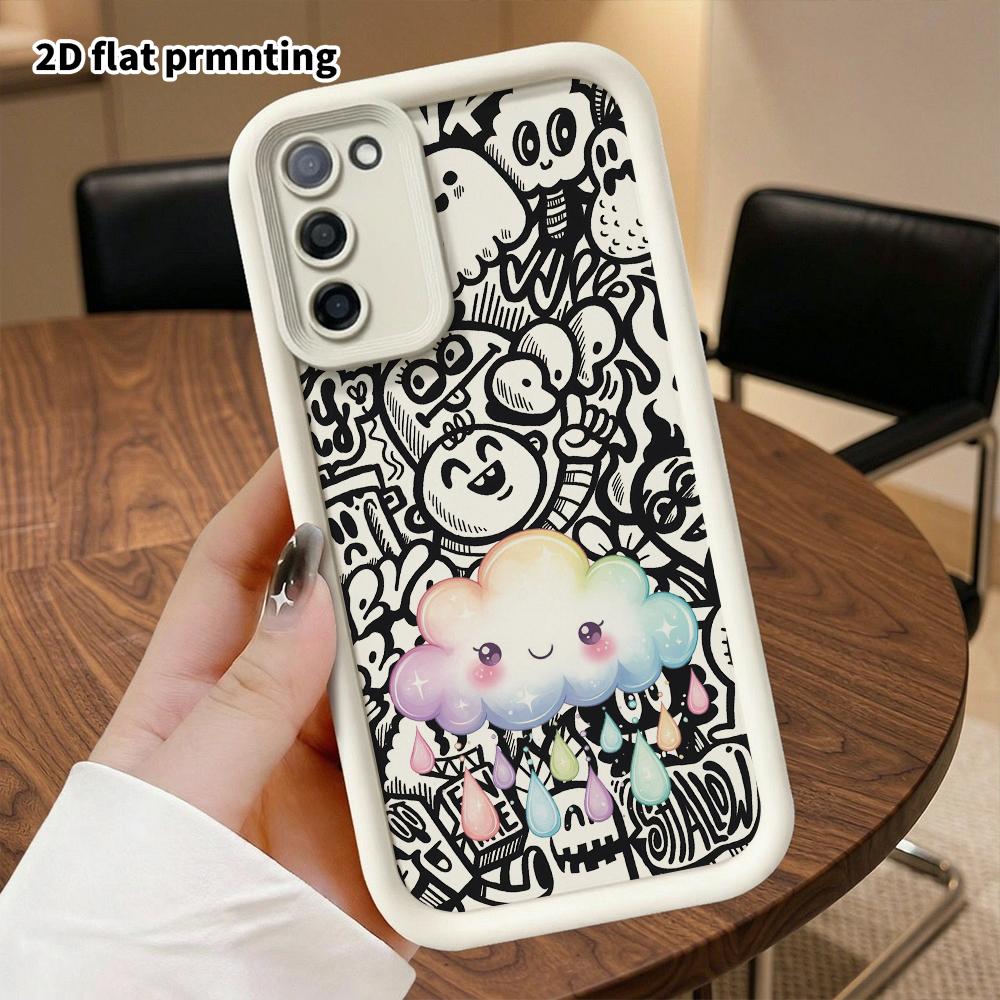 Phone Case: 2D Flat Samsung Galaxy A34 A35 M05 M06 S20 S22 S21 FE Plus 5G Protective Case, Rainbow Clouds, Christmas and Halloween Gift