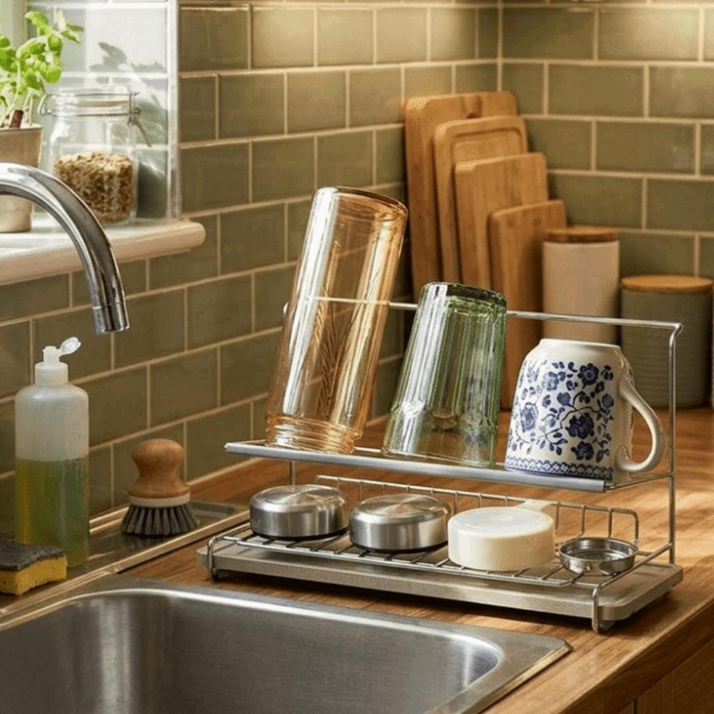 Large Capacity Cup Drying Rack Anti-Fall Water Cup Holder Bottle Drying Rack  for Kitchen Table