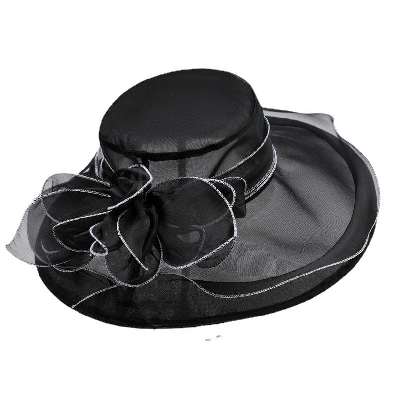 Mom Hat Summer Female Organza Basin Hat Outdoor Sun Hat Big Edge Sun Protection Sun Bucket Hat