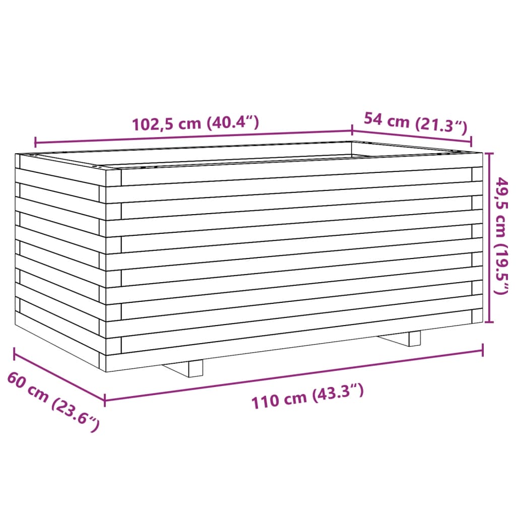 Plant Pot White 110 x 60 x 49.5 cm Solid Pine Wood