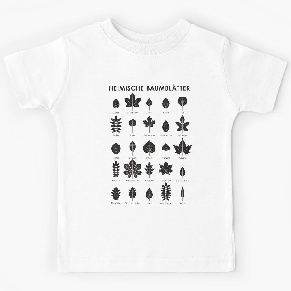Native Tree Leaves or Leaf Shapes Chart / Infographic (German) Kids T-Shirt 120