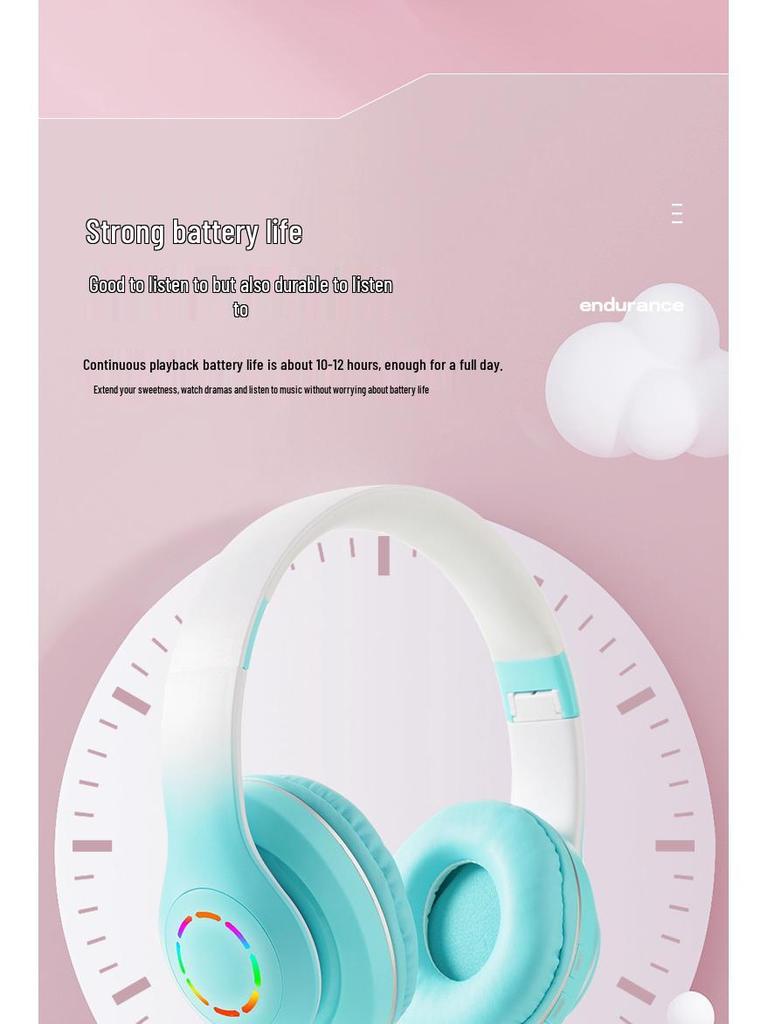 B39M PRO LED Gradient Light-Up Wireless & Wired Bluetooth Headband Headphones