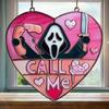 Pink Ghost Suncatcher Halloween Stained Glass Scream Ghost Decoration Acrylic Window Hanging Ornament for Home Office Kitchen Living Room Wall Decor