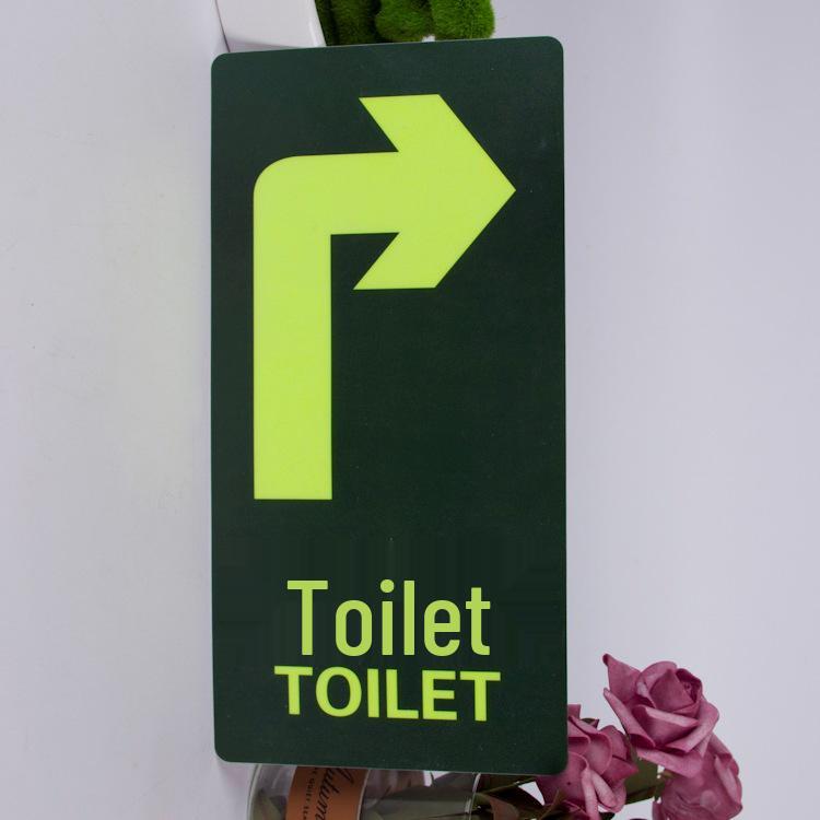 Luminous Restroom Floor Exit Sign - Fluorescent Emergency Direction Indicator