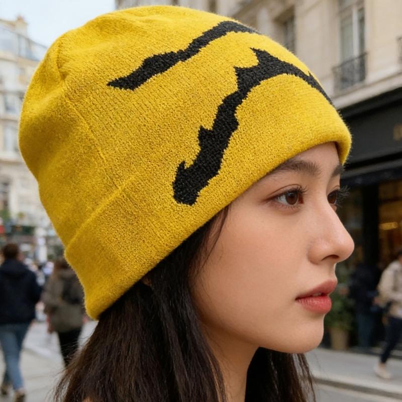 Geometric Jacquard Knit Brimless Hat with Unique Pattern For Adult Teens Stylish Looking And Warmth Cool Weather Headpiece