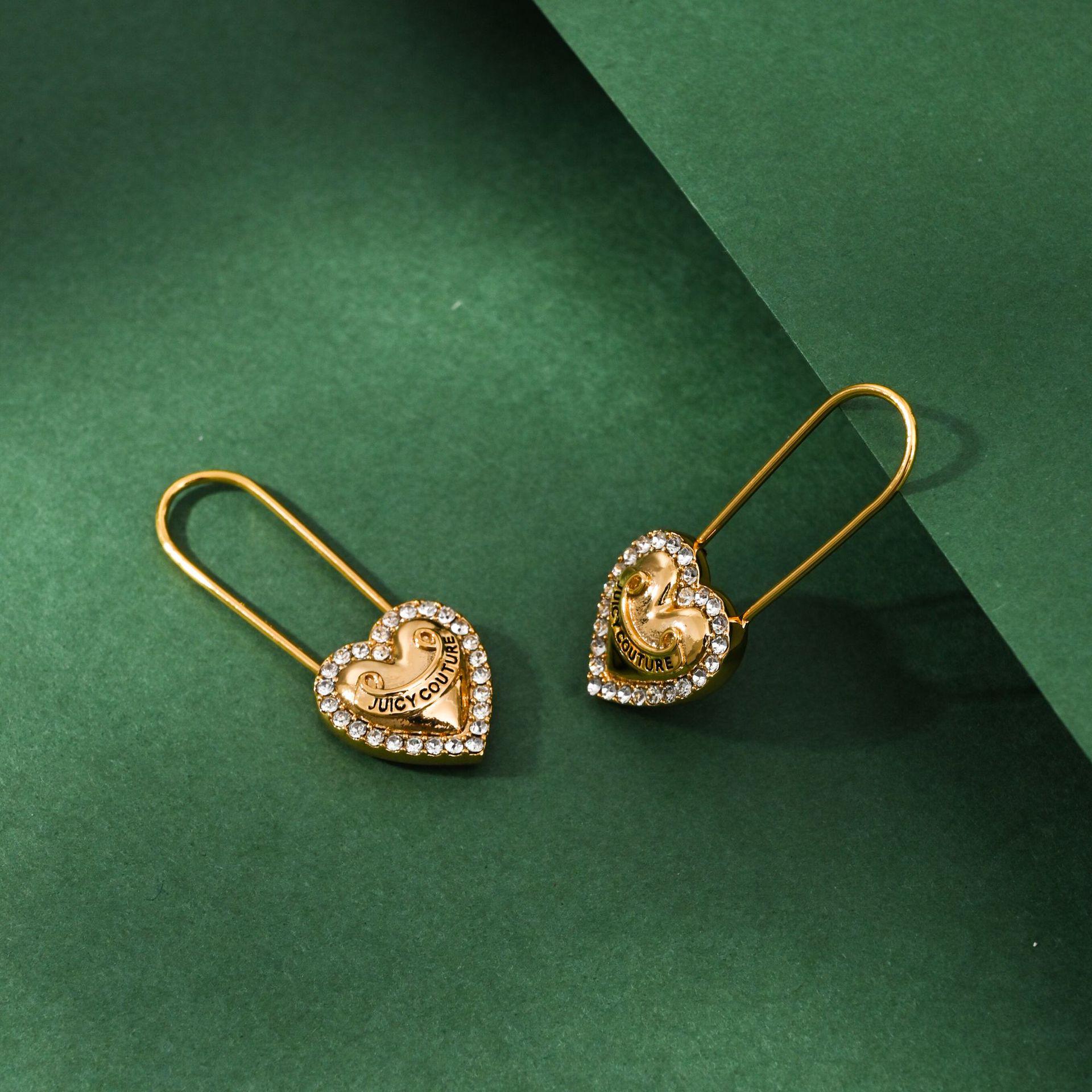 Chic Rhinestone Heart Smiley Face Paperclip Earrings with European-American Flair