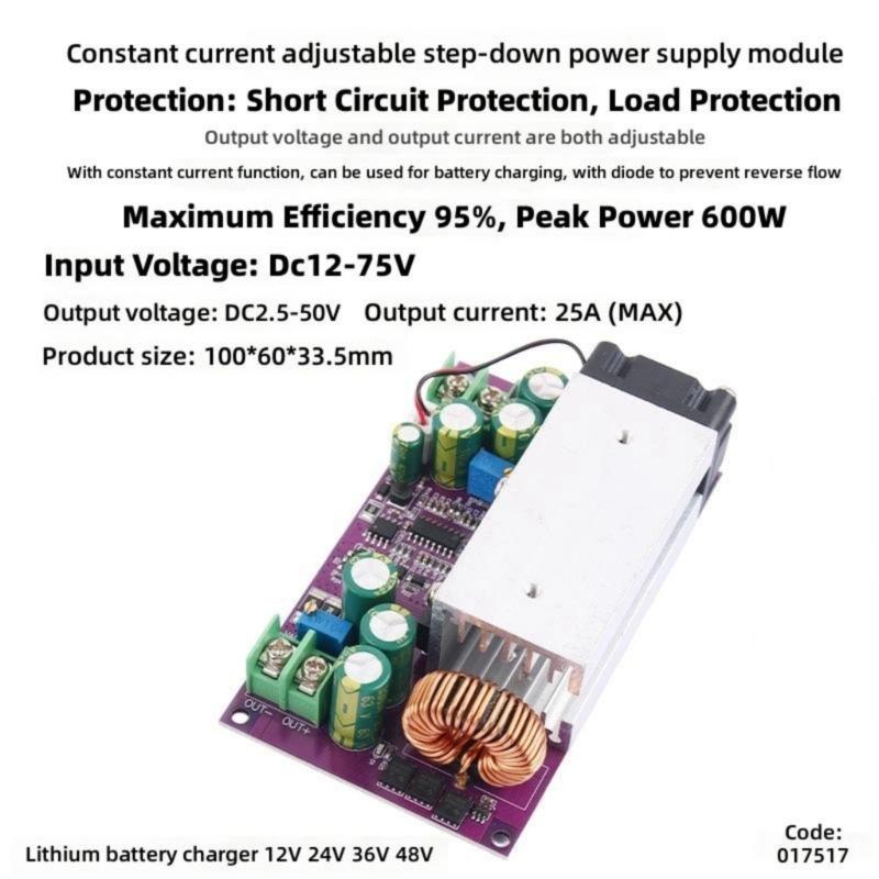 User Friendly Power Supply Module Easy Installation No Solder Required 600W 25A Constant Current with Wide Voltages Ranges for Various Applications