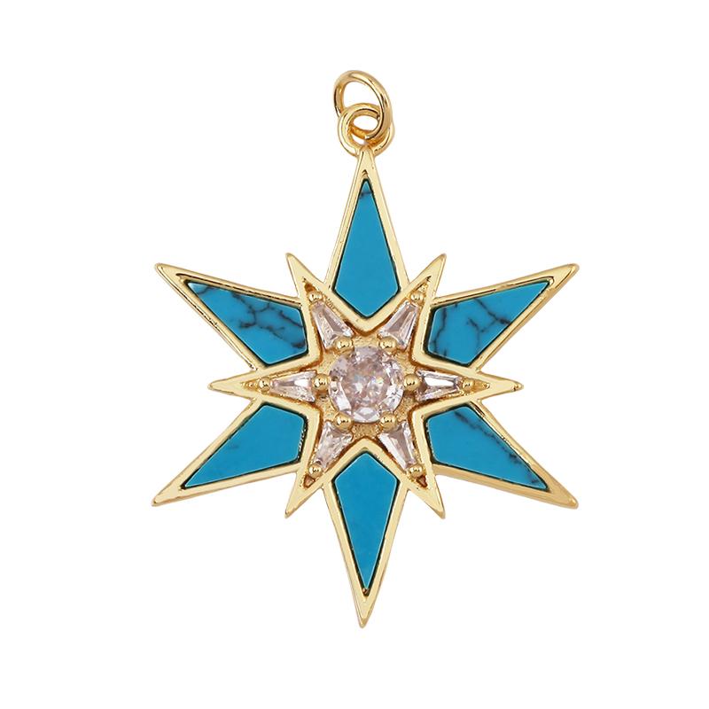 New Trendy Shining Space Sun Moon Star Charm Pendant, Gold Inlaid Cubic Zirconia Jewelry Necklace Bracelet Making Supply L44