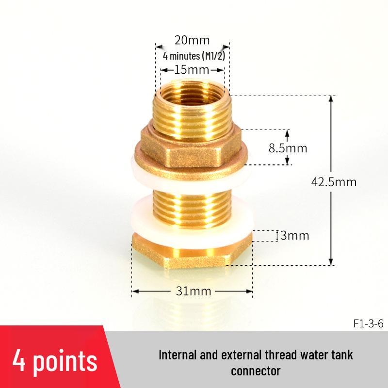 

Brass Male/Female Thread Water Tank Connector - 3/8 , 3/4 , 1 Sizes, for Tanks & Pools