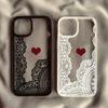 Cute Black White Lace Floral Pattern Phone Case For iPhone 16 17 Pro 15 17Air 13 11 12 XS Max 7 8 14 Plus XR Clear Hard Cover
