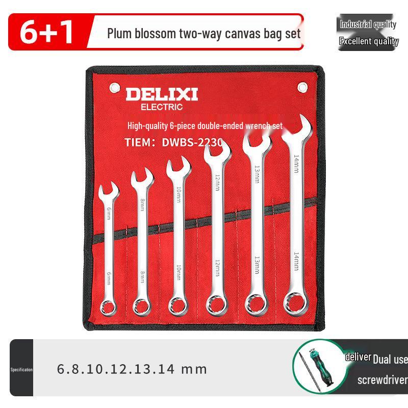 Delixi No. 10-13 Open-End Box-End Double-Ended Wrench Set