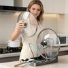 Double Layer Pot Lid Rack 2-In-1 Lid Storage Rack with 2 Sponge Drainers Countertop Kitchen Storage Rack with Spoon Rest