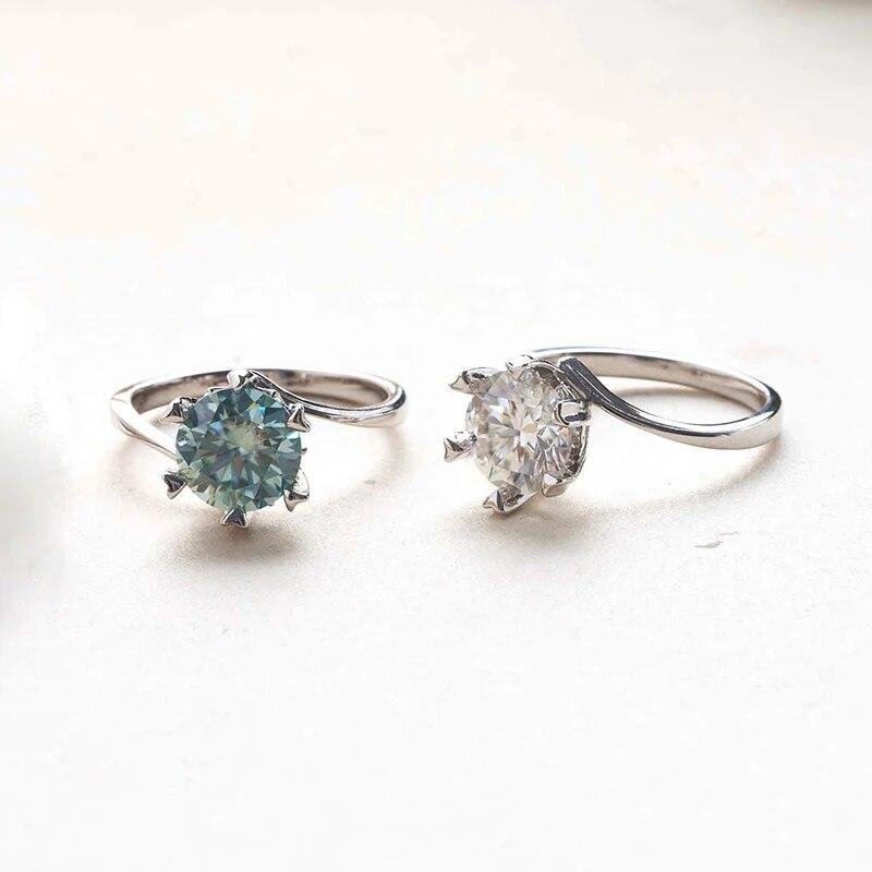 Bague Ringen S925 Set With D Color Moissanite Classic Six Claws One Carat Snowflake Women's 18-karat Gold Plated Ring