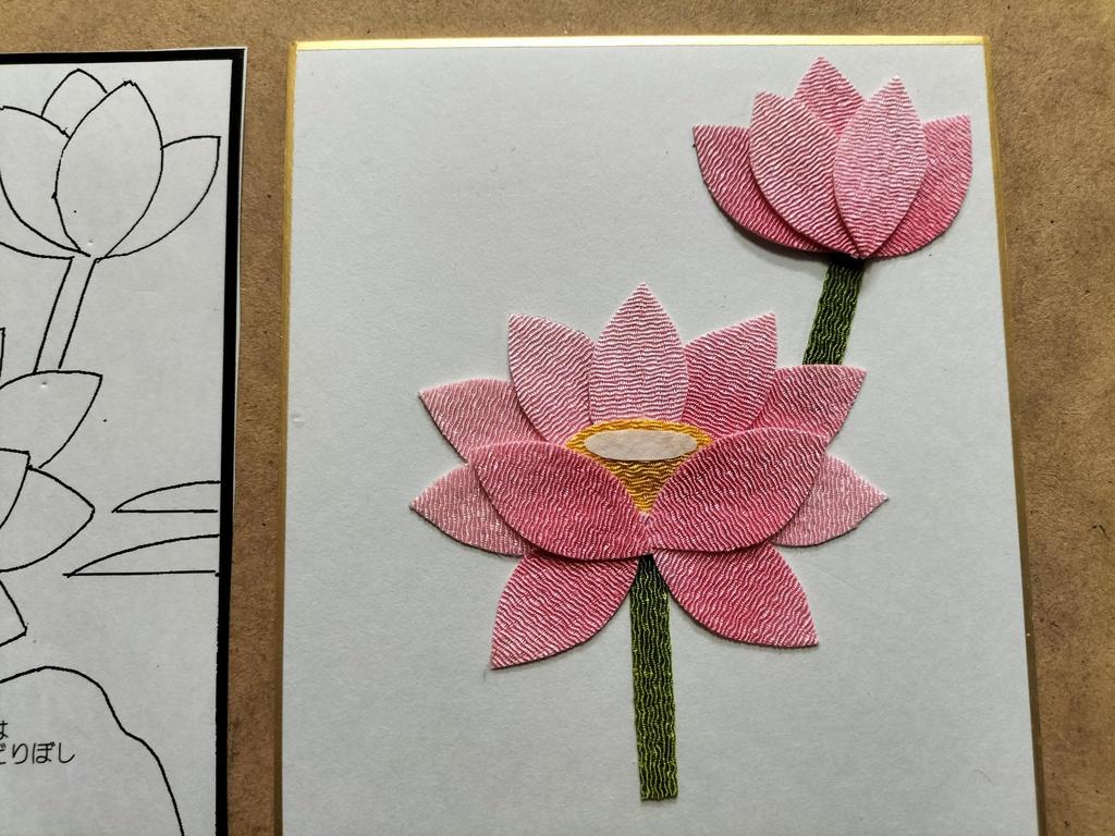 Takaraku Chirimen Crafts Flower Lotus Wall Handmade Kit Offering, Hanging,