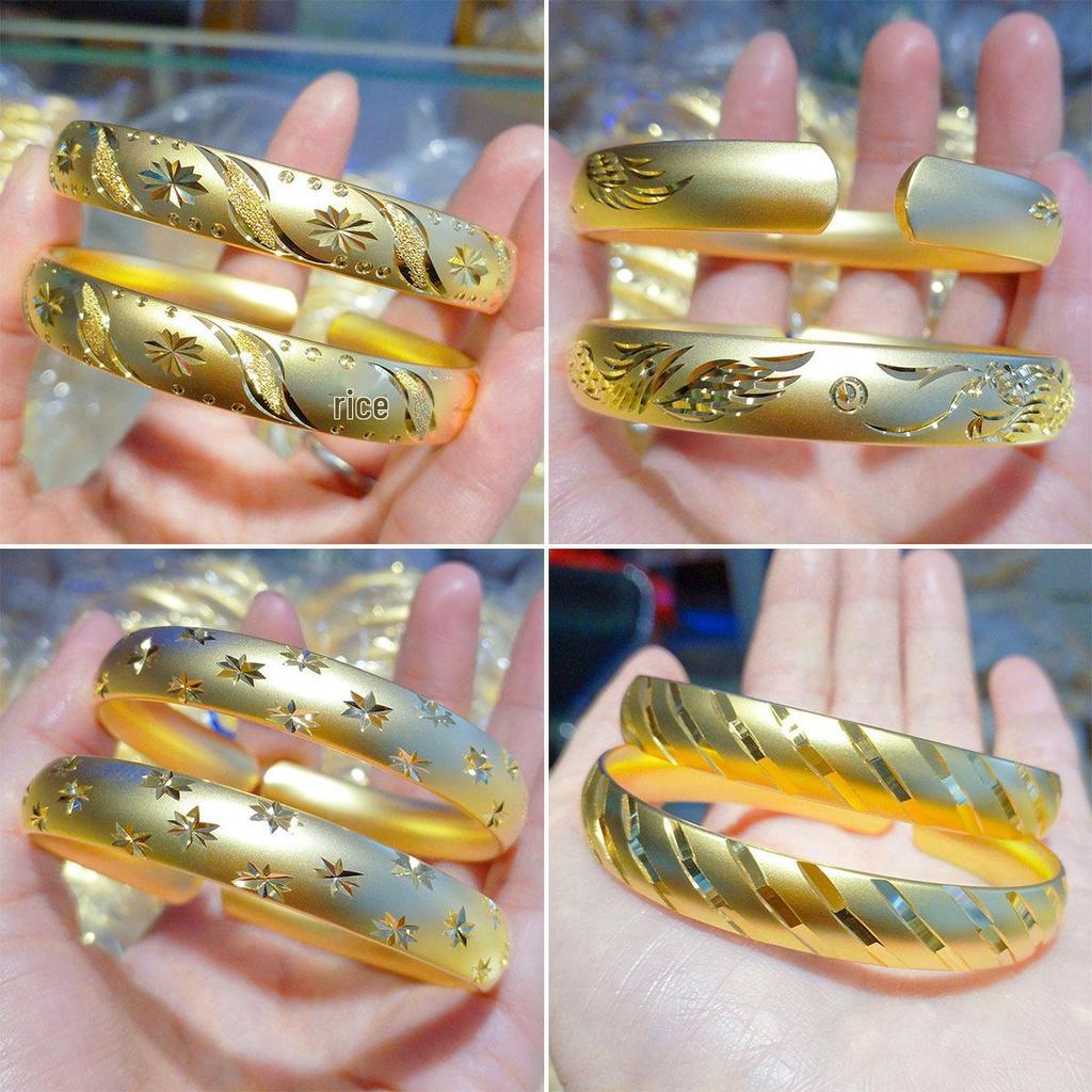 Vietnam Gold-Plated Brass Bangle with Dragon and Phoenix Design
