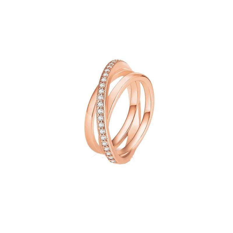 New 925 Silver Double Layer Zircon Crystal Band Ring Charm Stackable Jewelry Wedding Engagement Party Gift