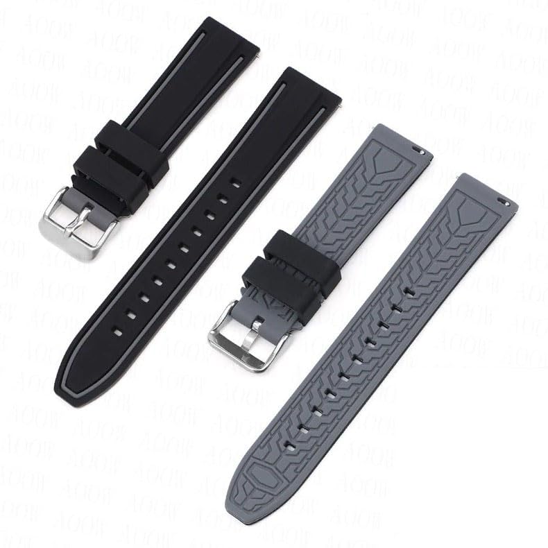 Swatch x OMEGA Compatible Rubber Strap with Double Lines (Black/Gray Lines)
