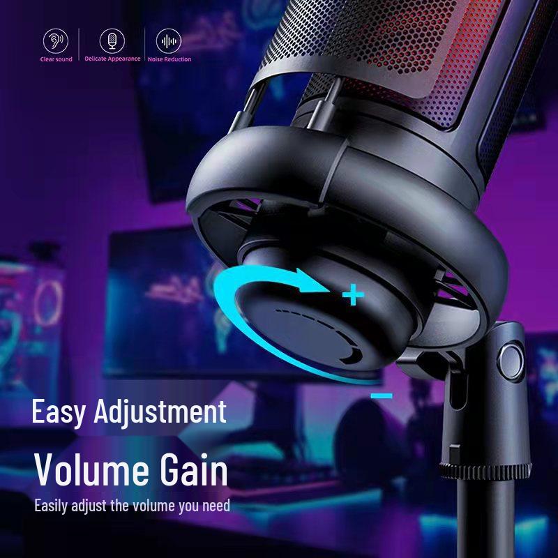 RGB Capacitor Wired Microphone for Gaming, Singing, Live Broadcast & Recording with Sound Card (ME6S)